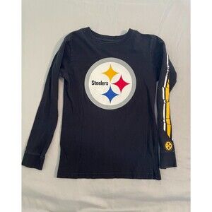 NFL Shirt Youth Size 8 Black Long Sleeve Pittsburgh Steelers